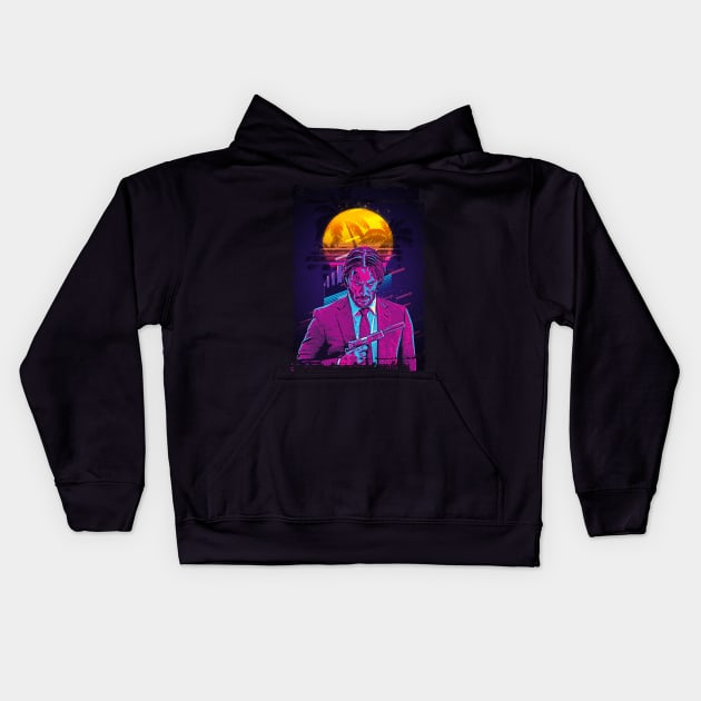 John Wick retro art Kids Hoodie by PrintstaBee